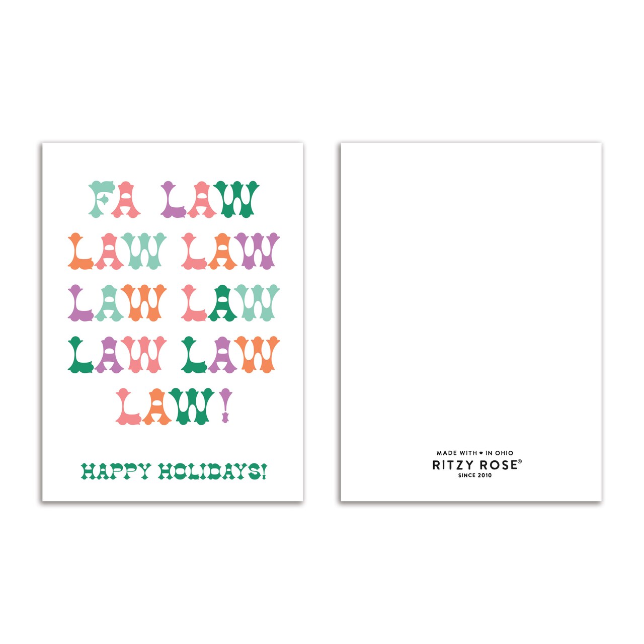 Lawyer Christmas Greeting Cards Boxed Set of 24 Holiday Notecards Featuring "Fa Law Law Law" Design, Perfect for Lawyers, Law Firms, and Legal Professionals